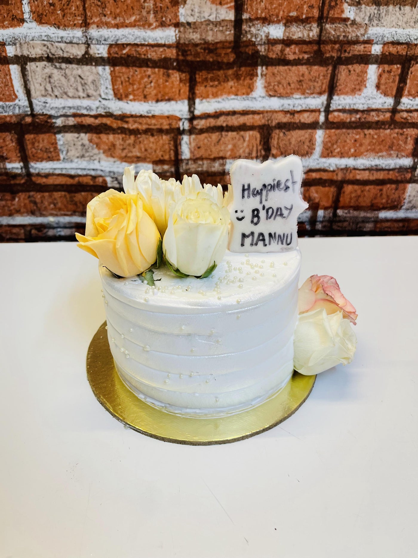 White Brick Decorated Cake