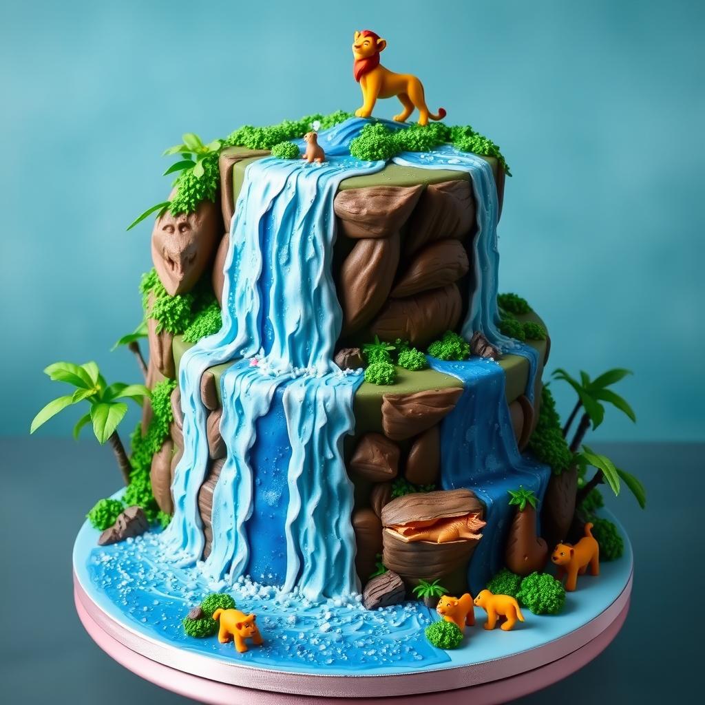 Waterfall decorated cake