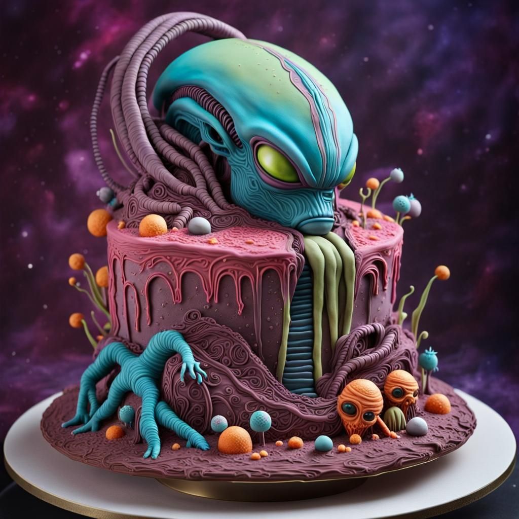 Alien Decorated Cake