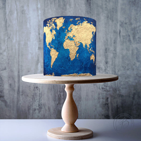 World Map Decorated Cake