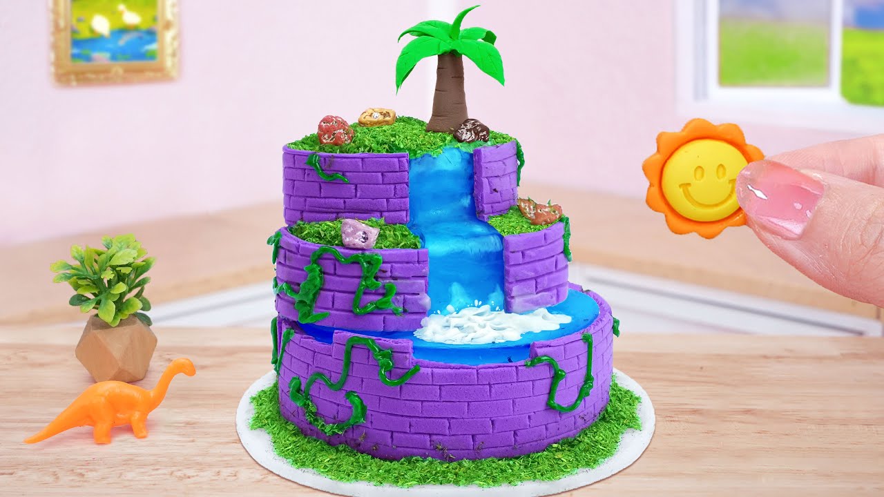 Waterfall decorated cake