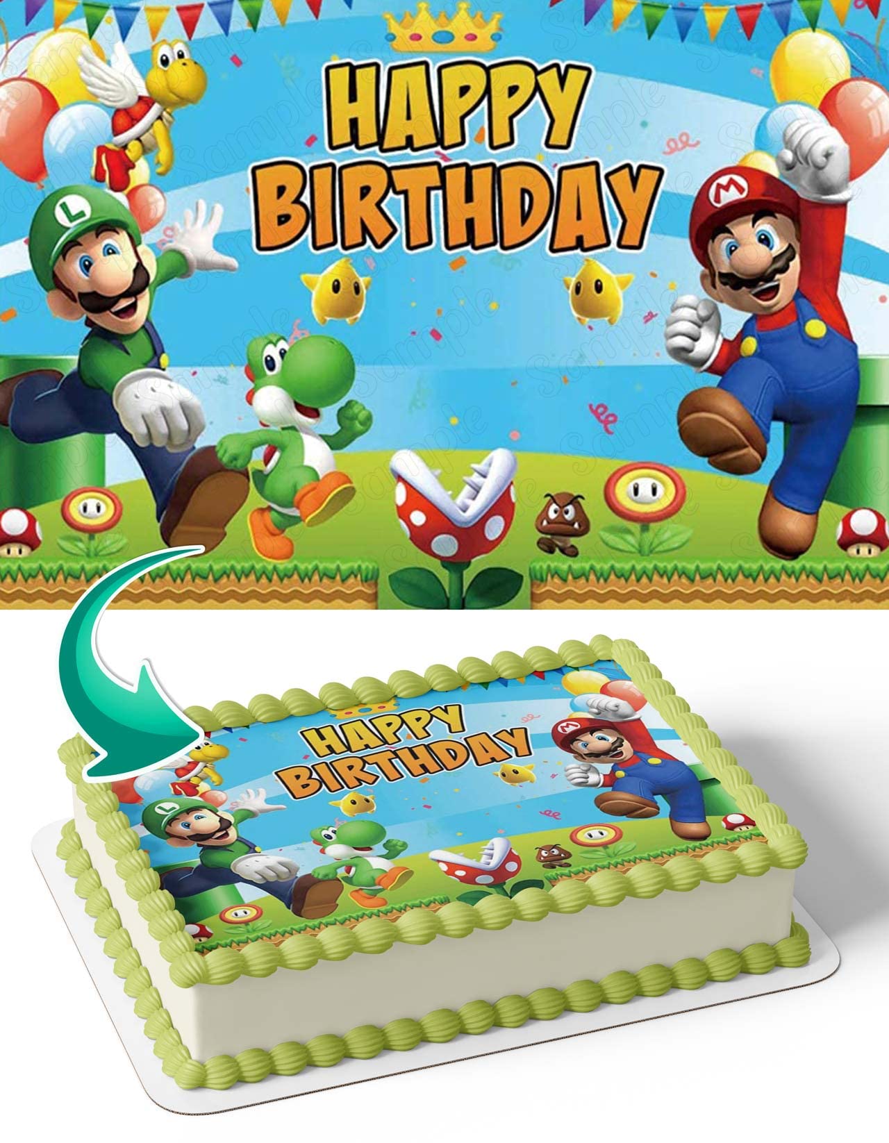 Mario Bros Decorated Cake