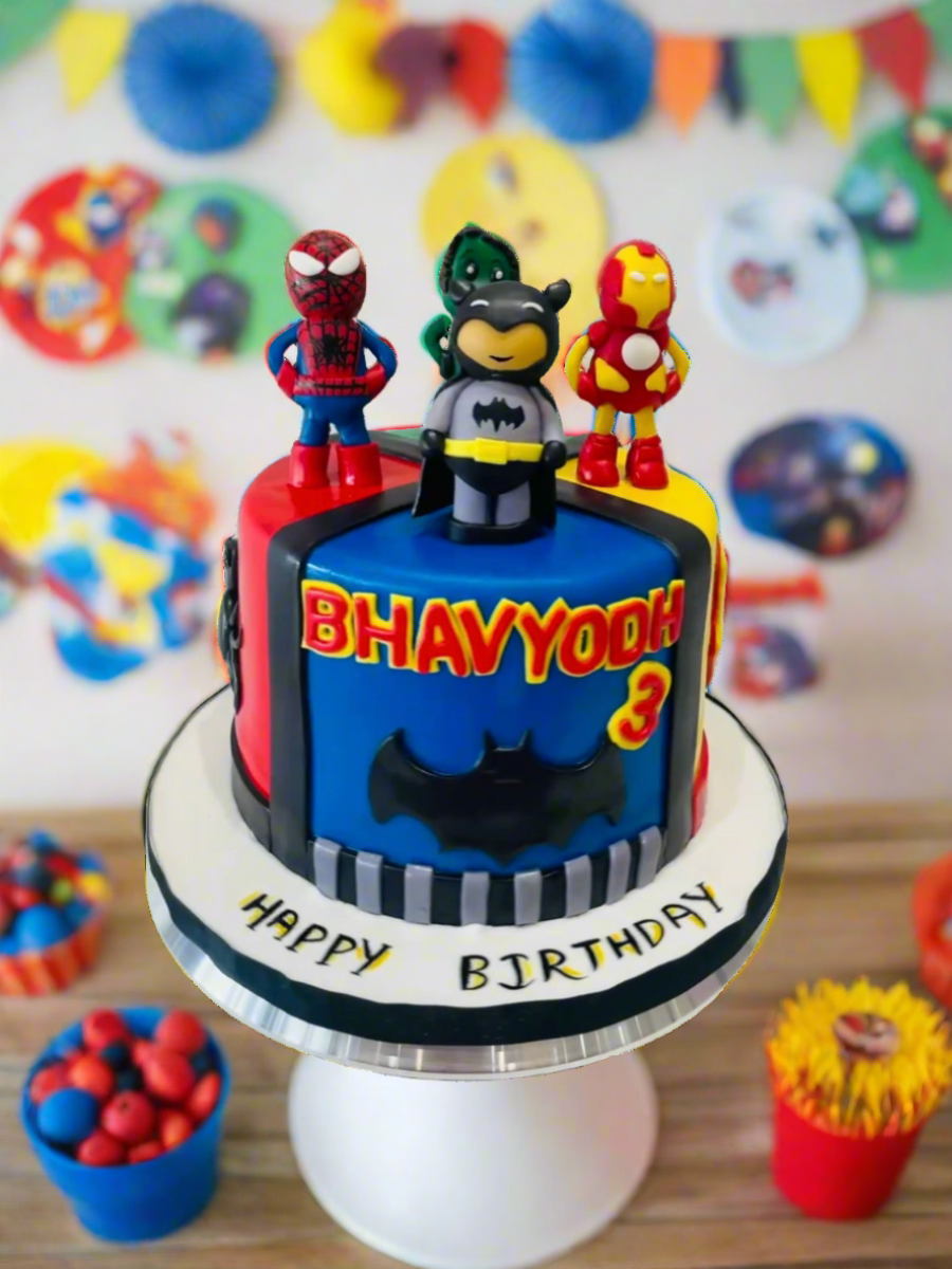 Decorated Super Heroes Cake