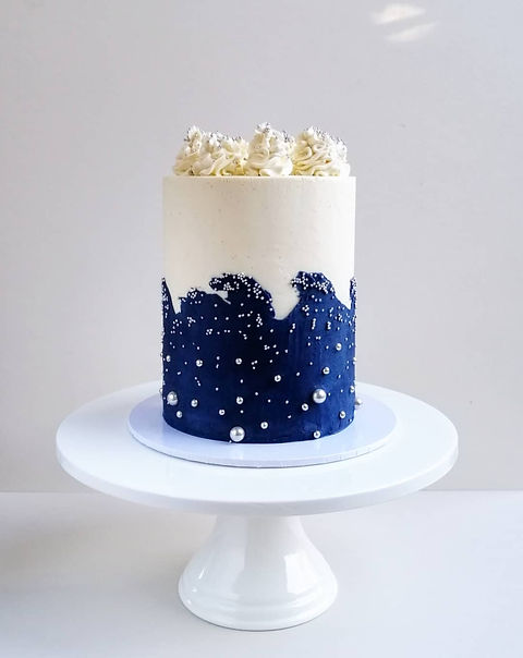 Navy Blue Decorated Cake