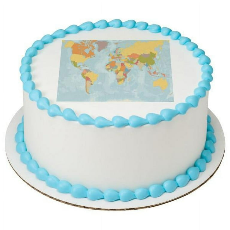 World Map Decorated Cake