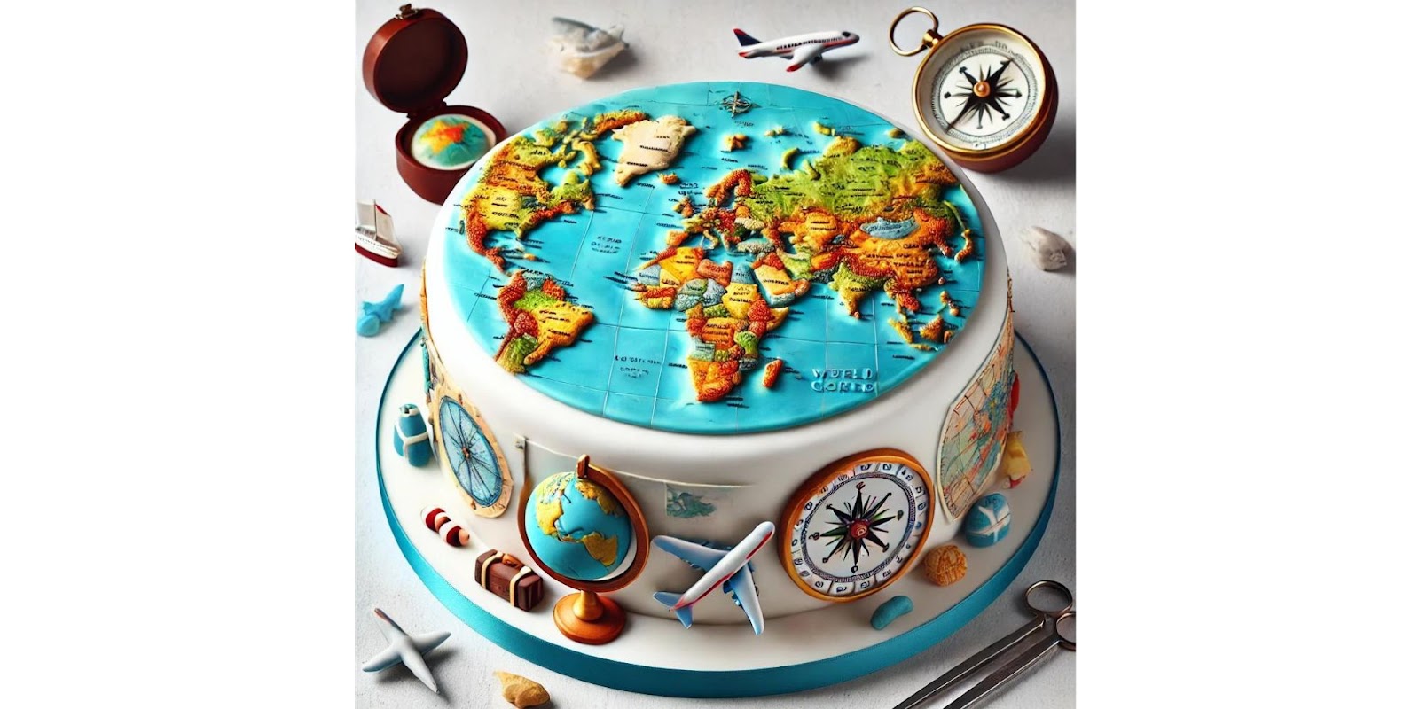 World Map Decorated Cake