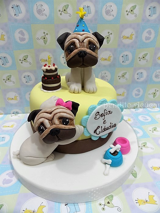 Bolo Decorado Pug