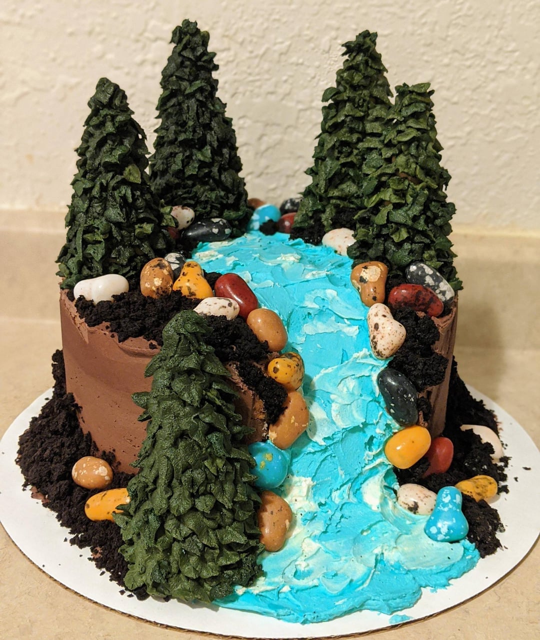 Waterfall decorated cake