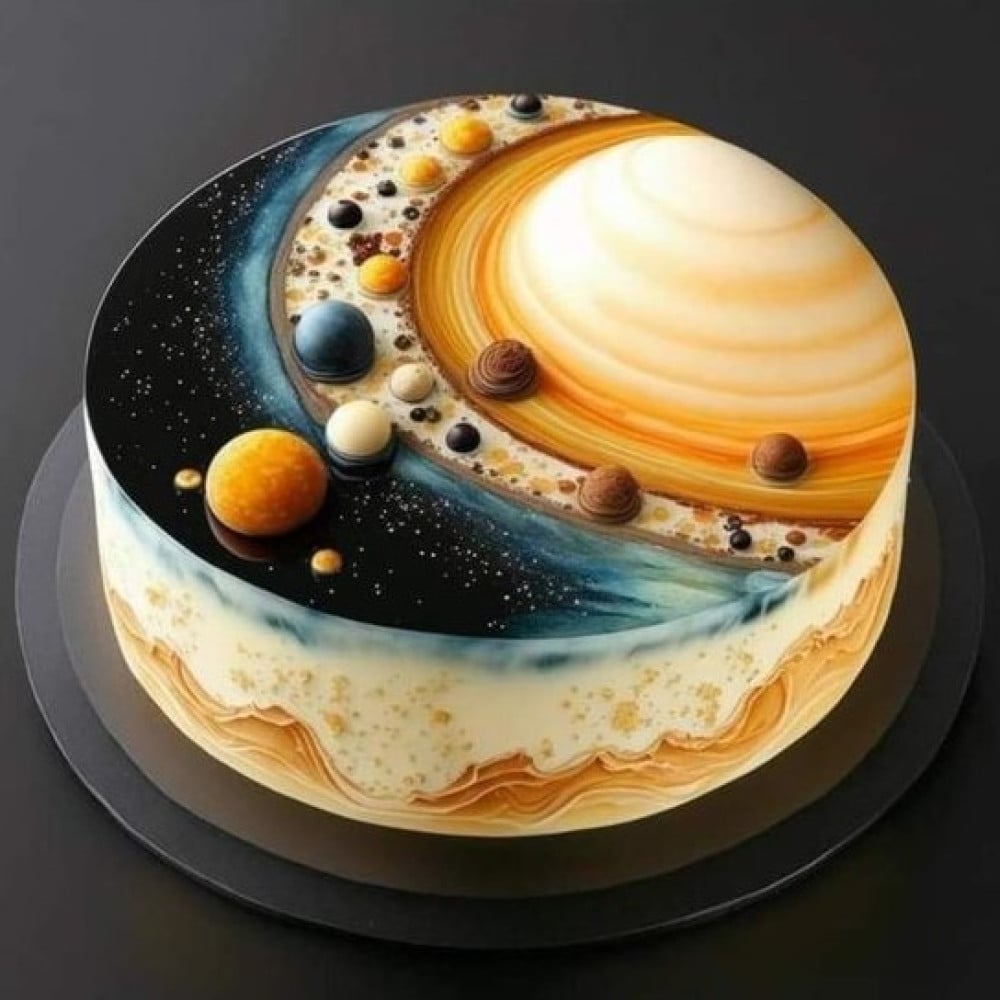 Solar System Decorated Cake