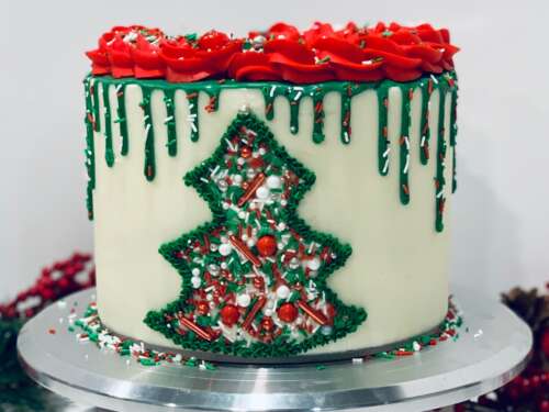 Christmas Tree Decorated Cake