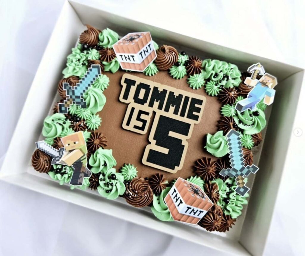 Minecraft decorated cake