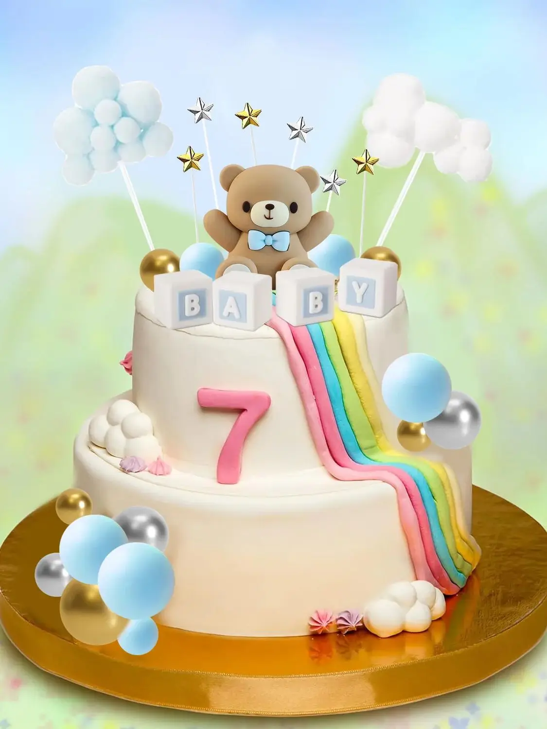 Teddy bear decorated cake