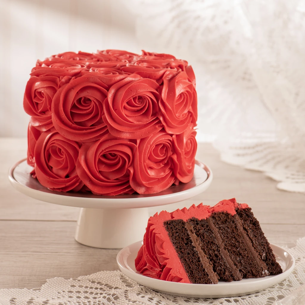 Decorated Red Roses Cake