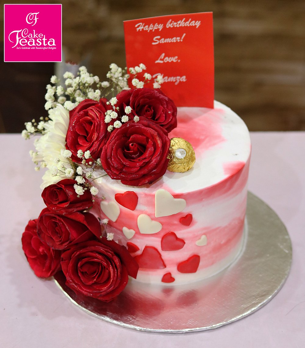 Decorated Red Roses Cake