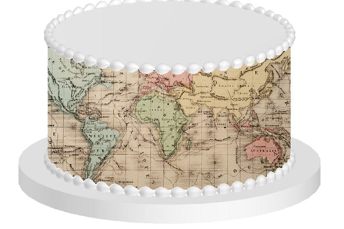 World Map Decorated Cake