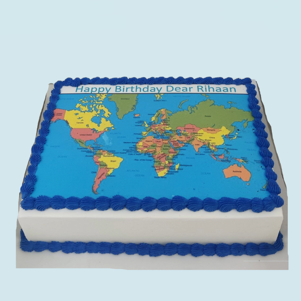 World Map Decorated Cake