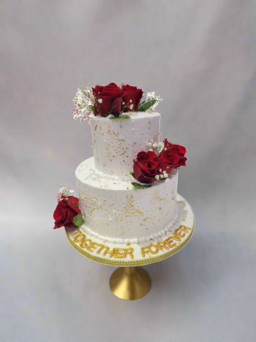 Decorated Red Roses Cake