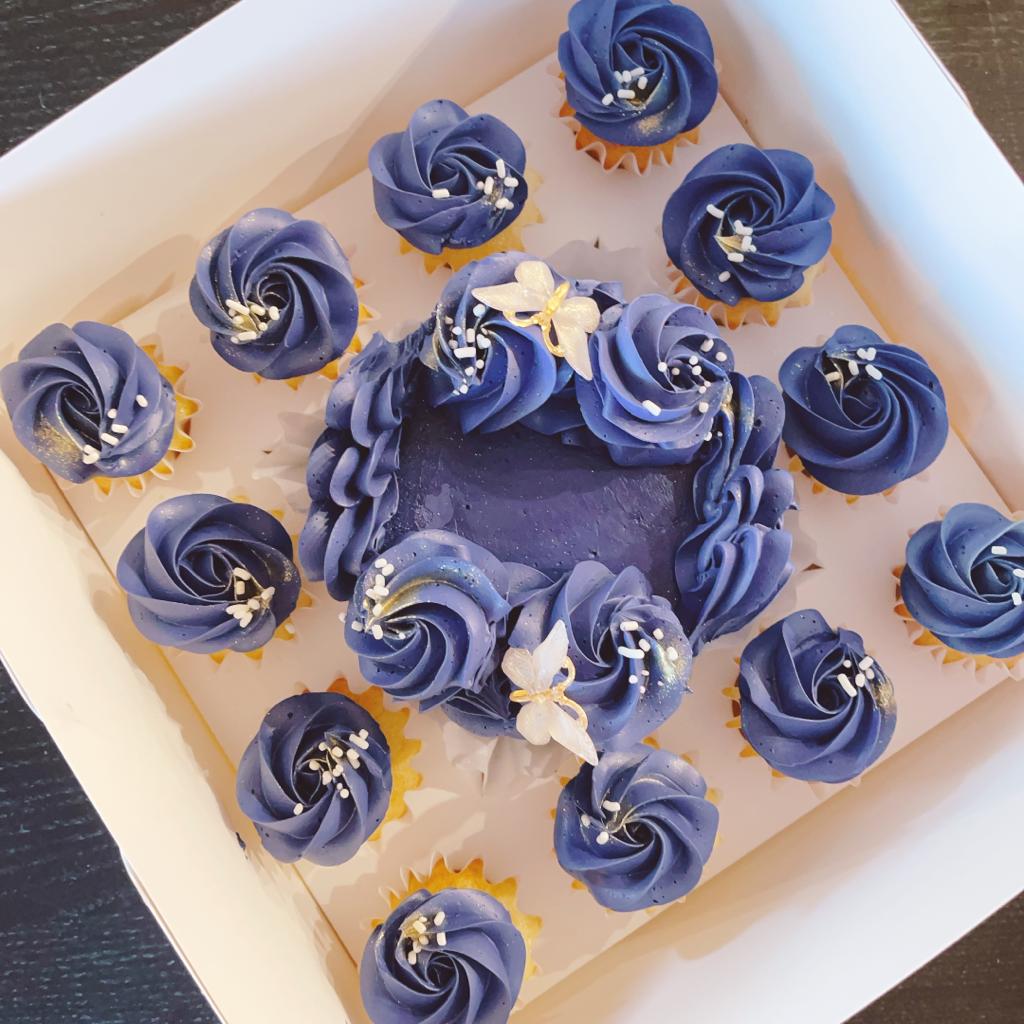 Navy Blue Decorated Cake