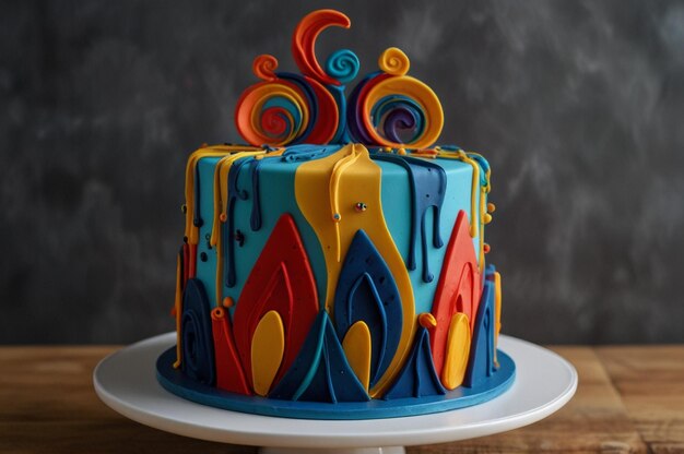 Abstract Decorated Cake