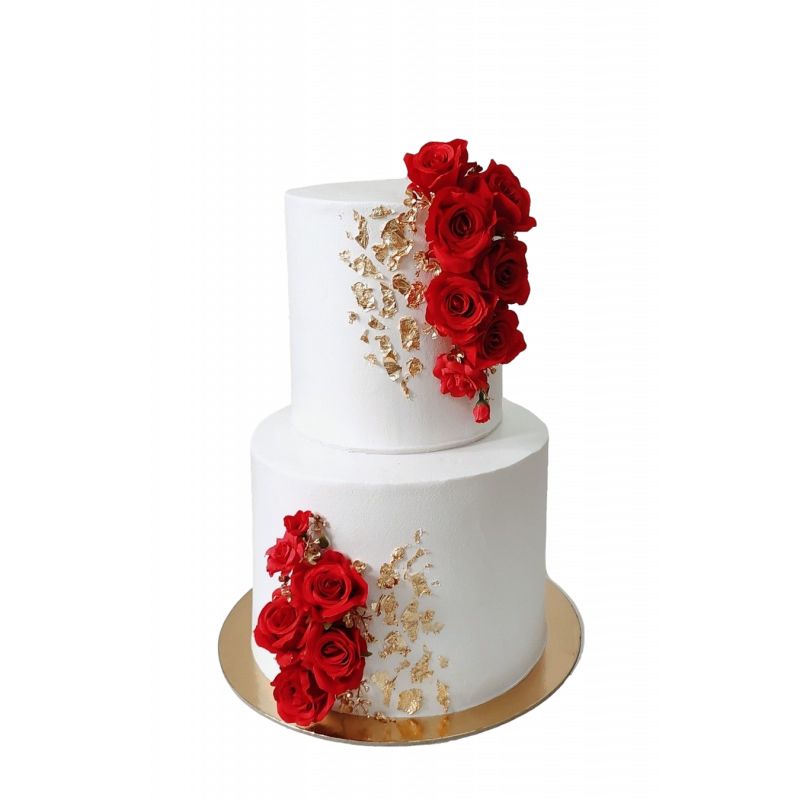 Decorated Red Roses Cake