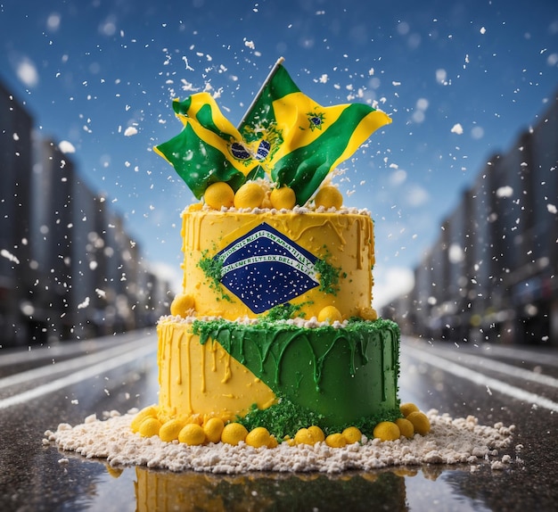 Brazil Flag Decorated Cake