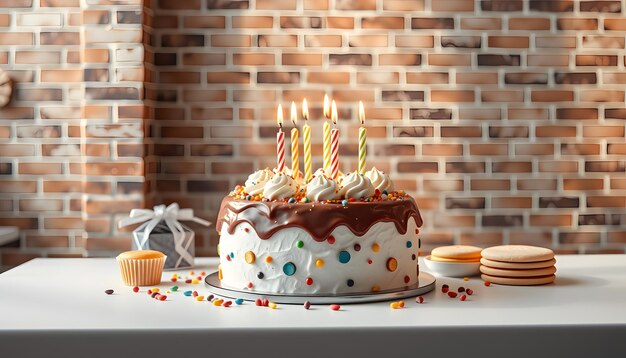 White Brick Decorated Cake