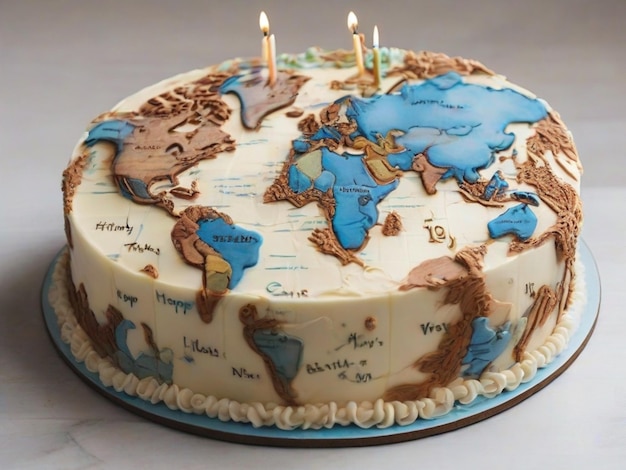 World Map Decorated Cake