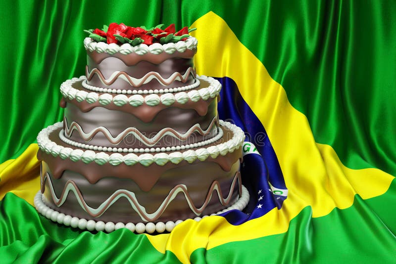 Brazil Flag Decorated Cake