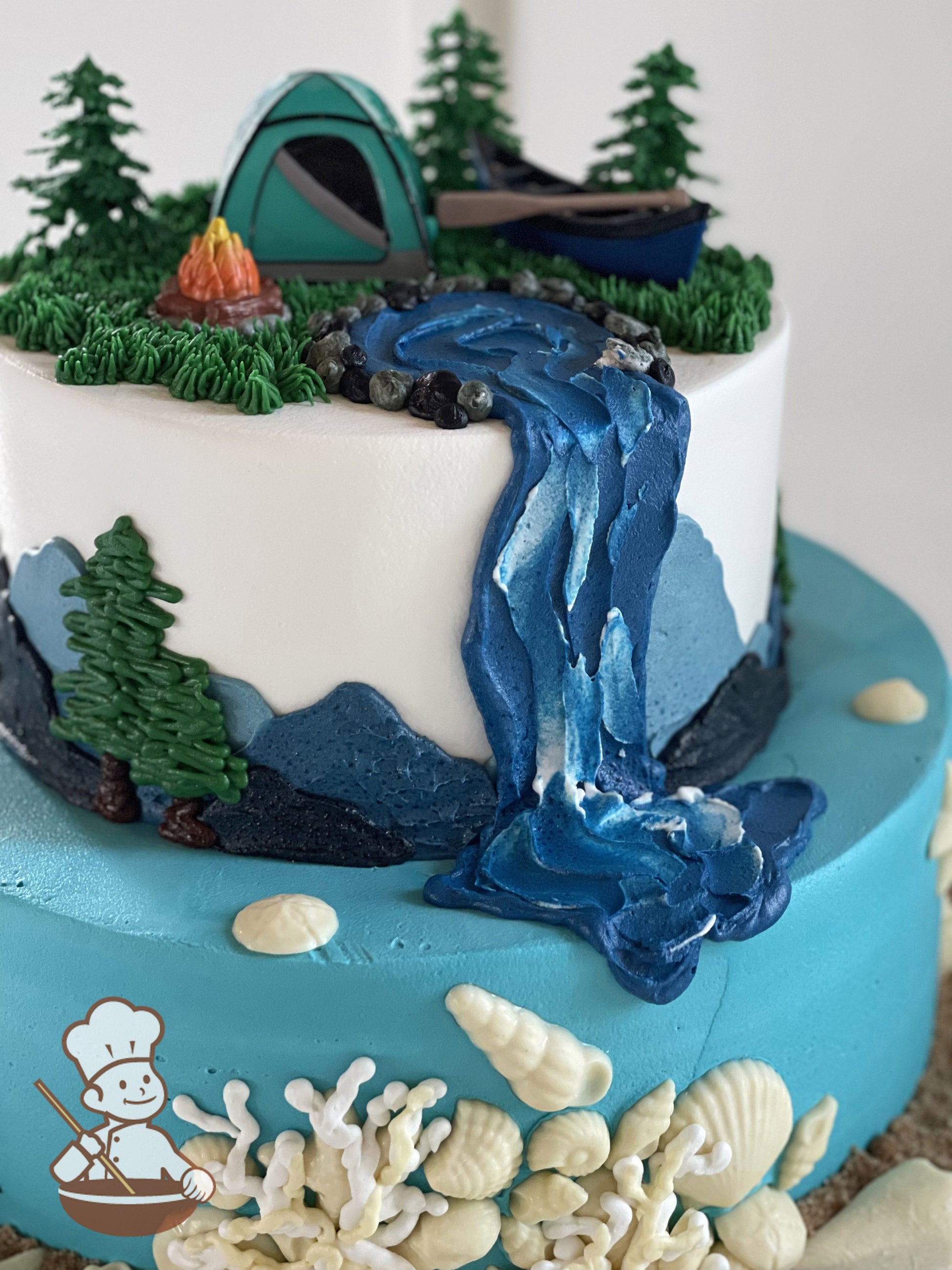 Waterfall decorated cake