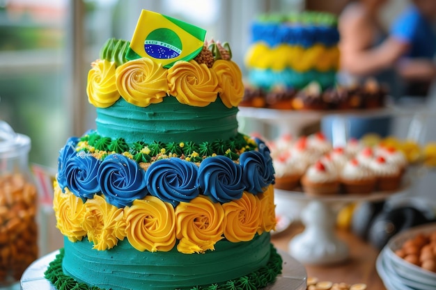 Brazil Flag Decorated Cake