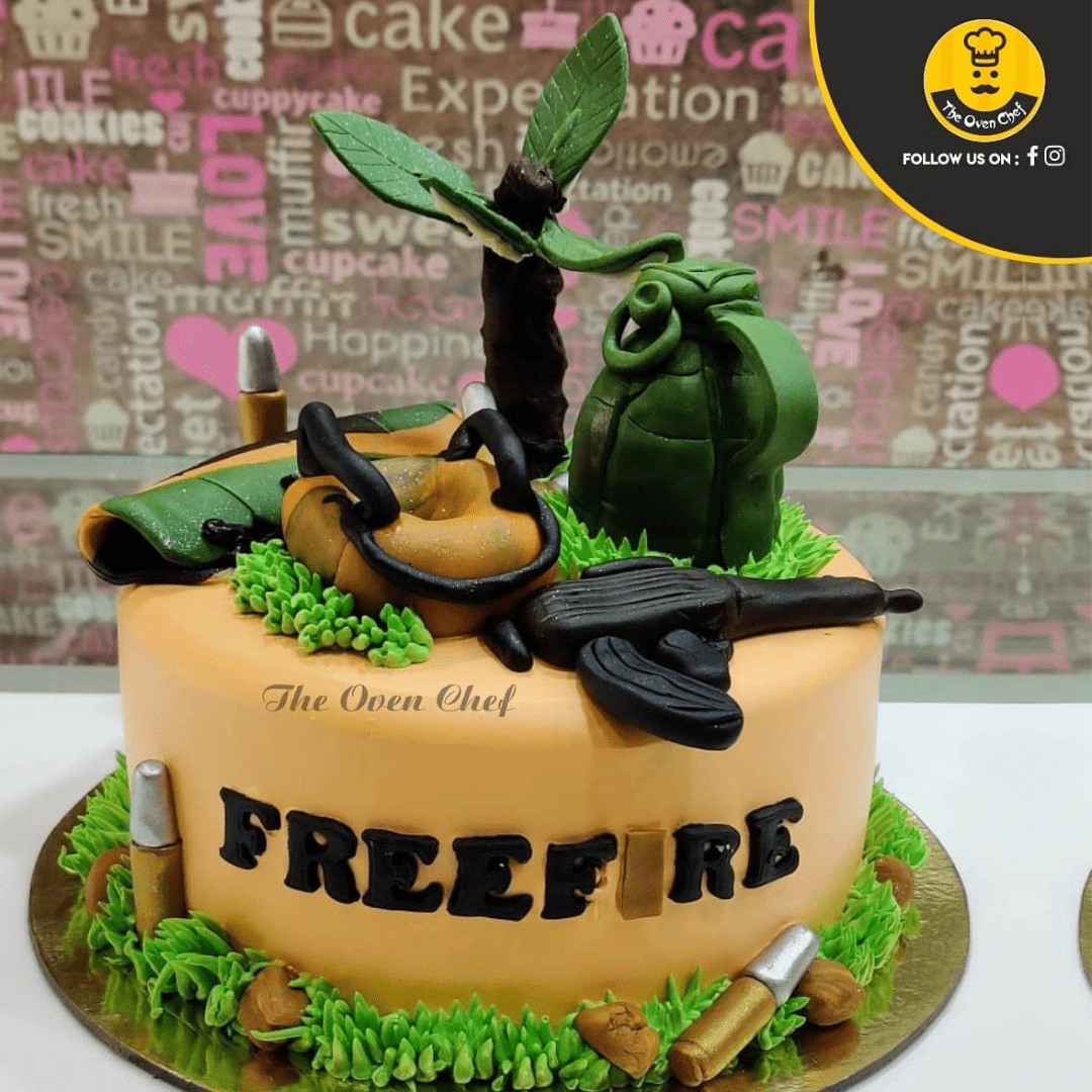 Free Fire Decorated Cake