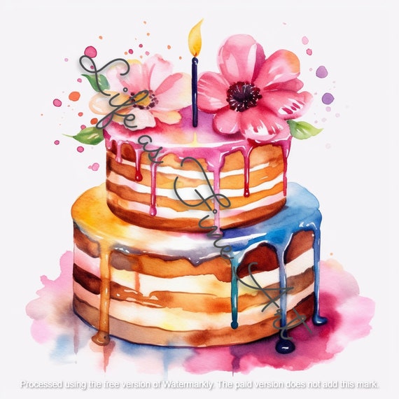 Watercolor Decorated Cake