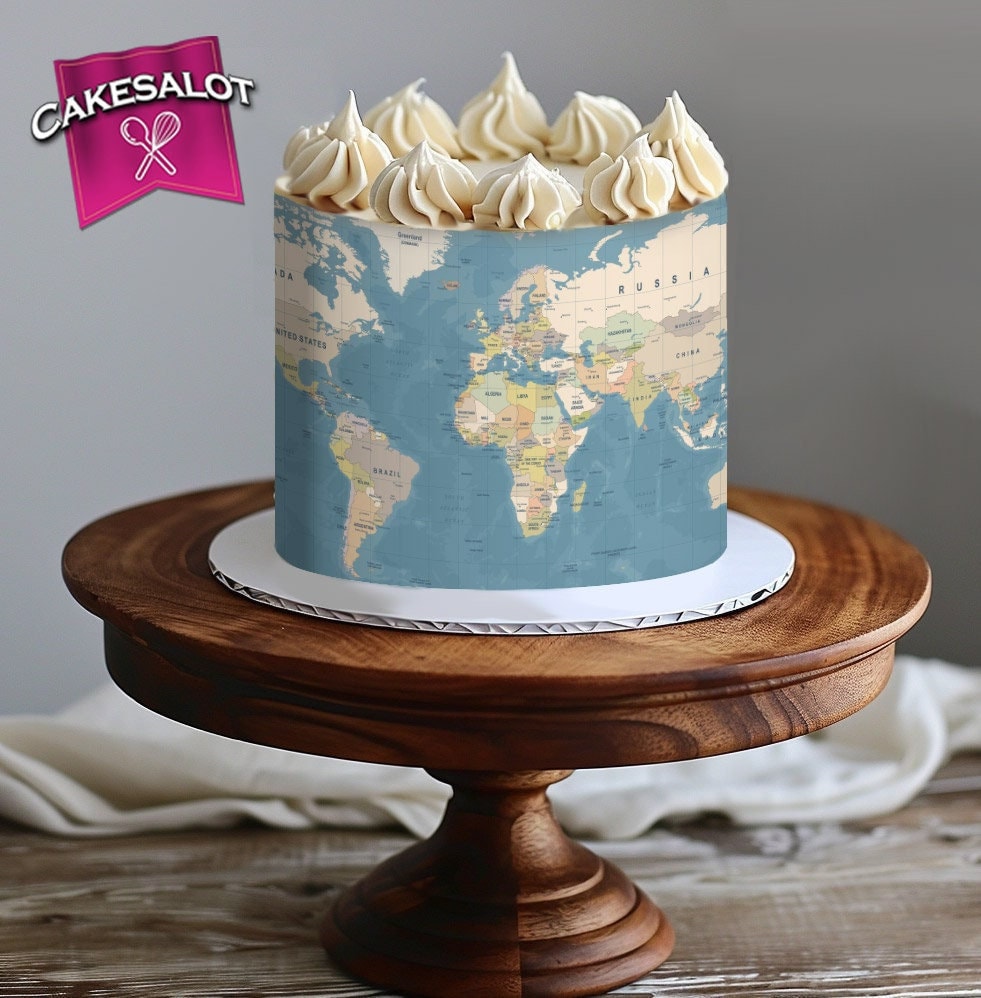 World Map Decorated Cake