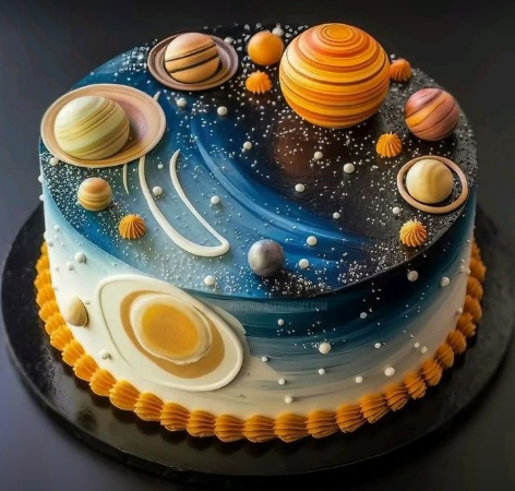 Solar System Decorated Cake