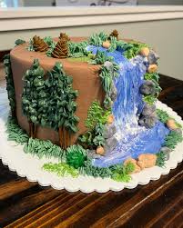 Waterfall decorated cake