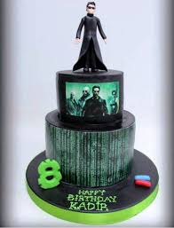 Matrix decorated cake