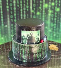 Matrix decorated cake