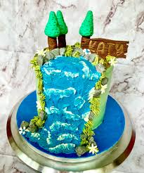 Waterfall decorated cake