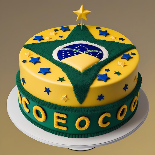 Brazil Flag Decorated Cake