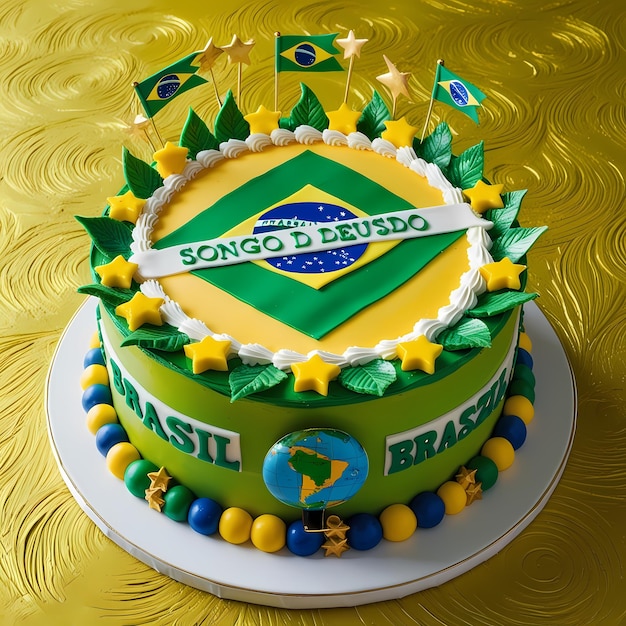 Brazil Flag Decorated Cake