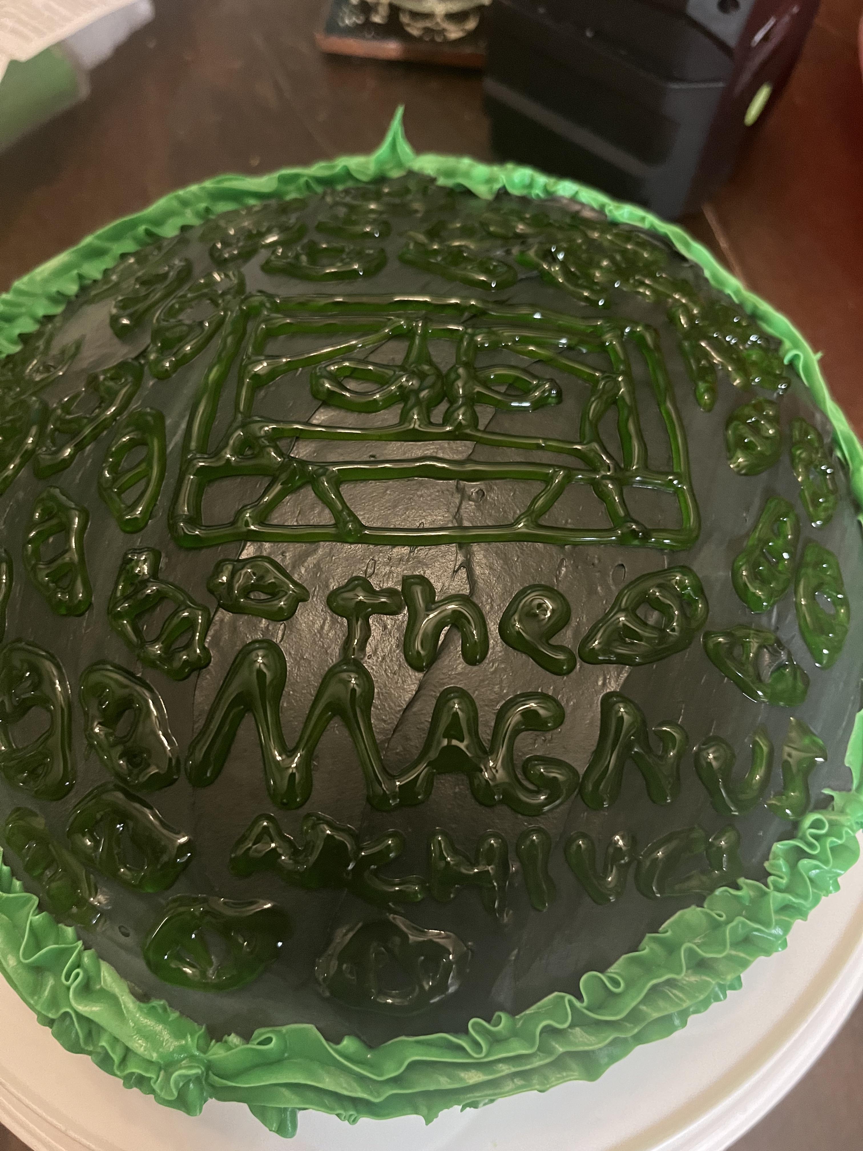 Matrix decorated cake