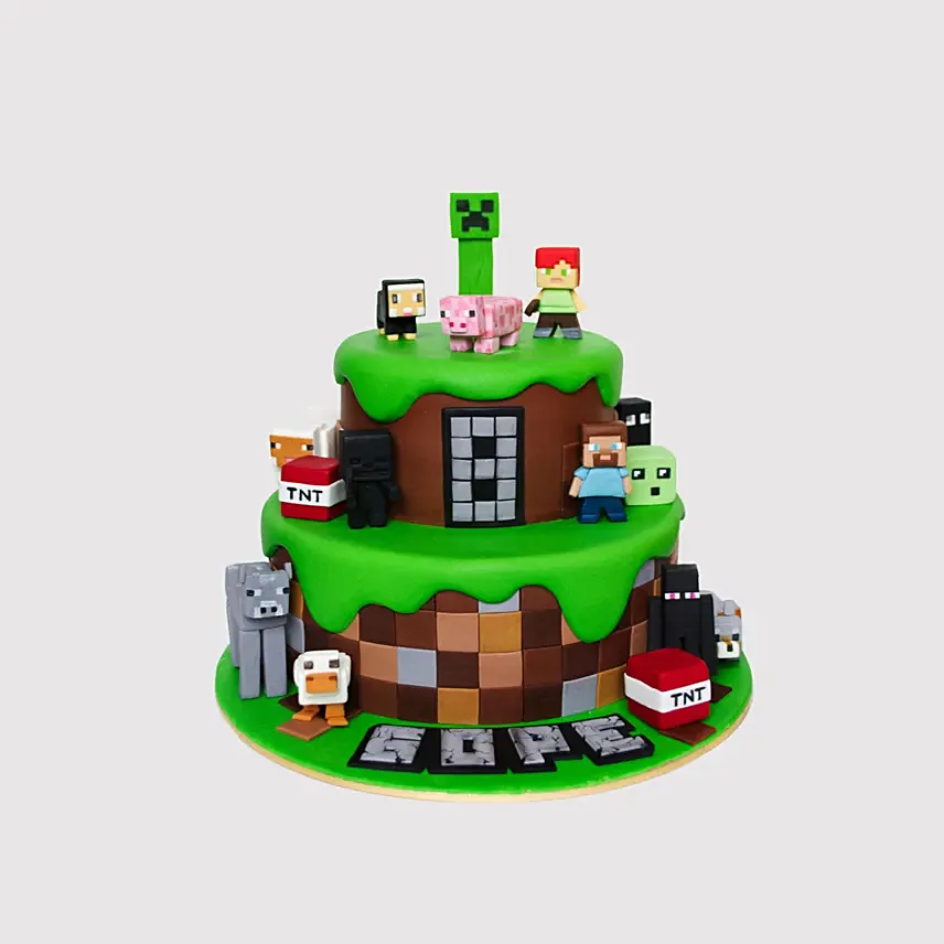 Minecraft decorated cake