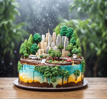 Decorated Rain Cake