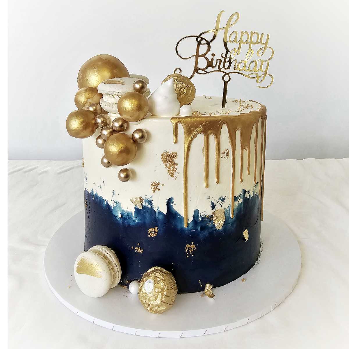 Navy Blue Decorated Cake