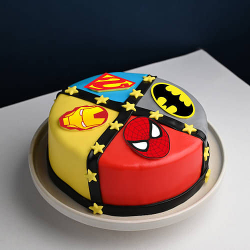 Decorated Super Heroes Cake