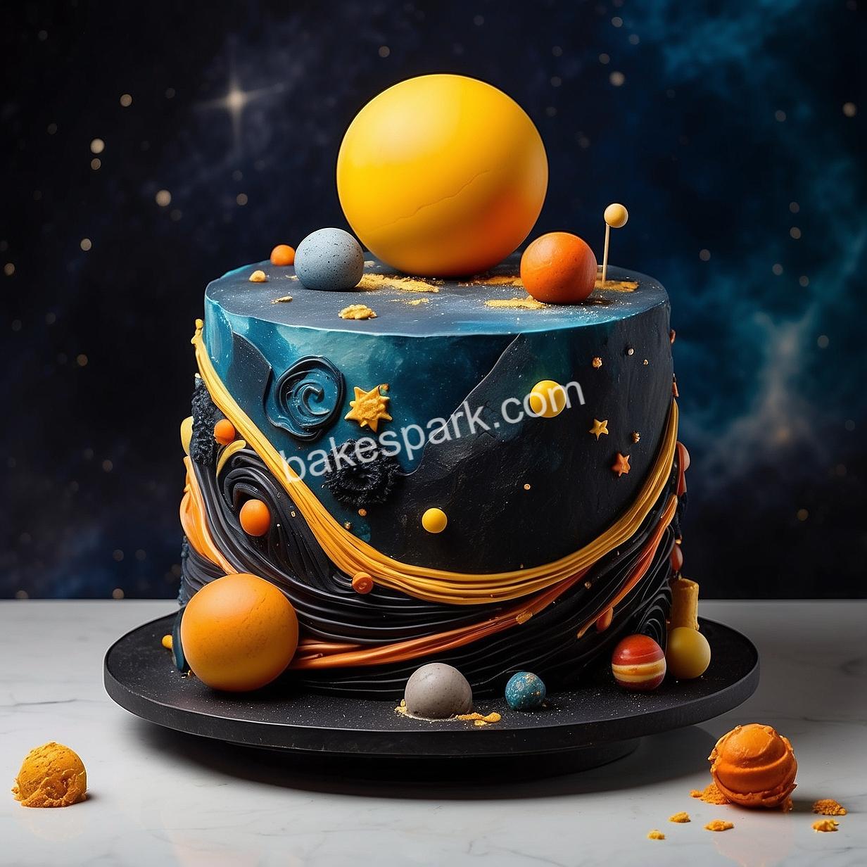 Solar System Decorated Cake