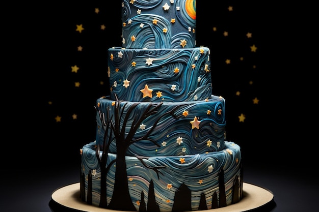 Cake Decorated Sky The Starry Night