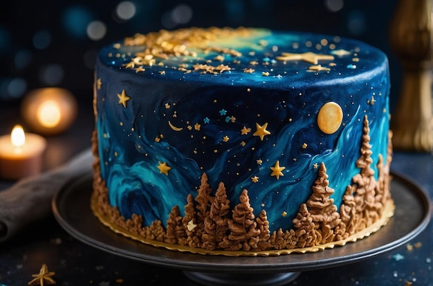 Cake Decorated Sky The Starry Night