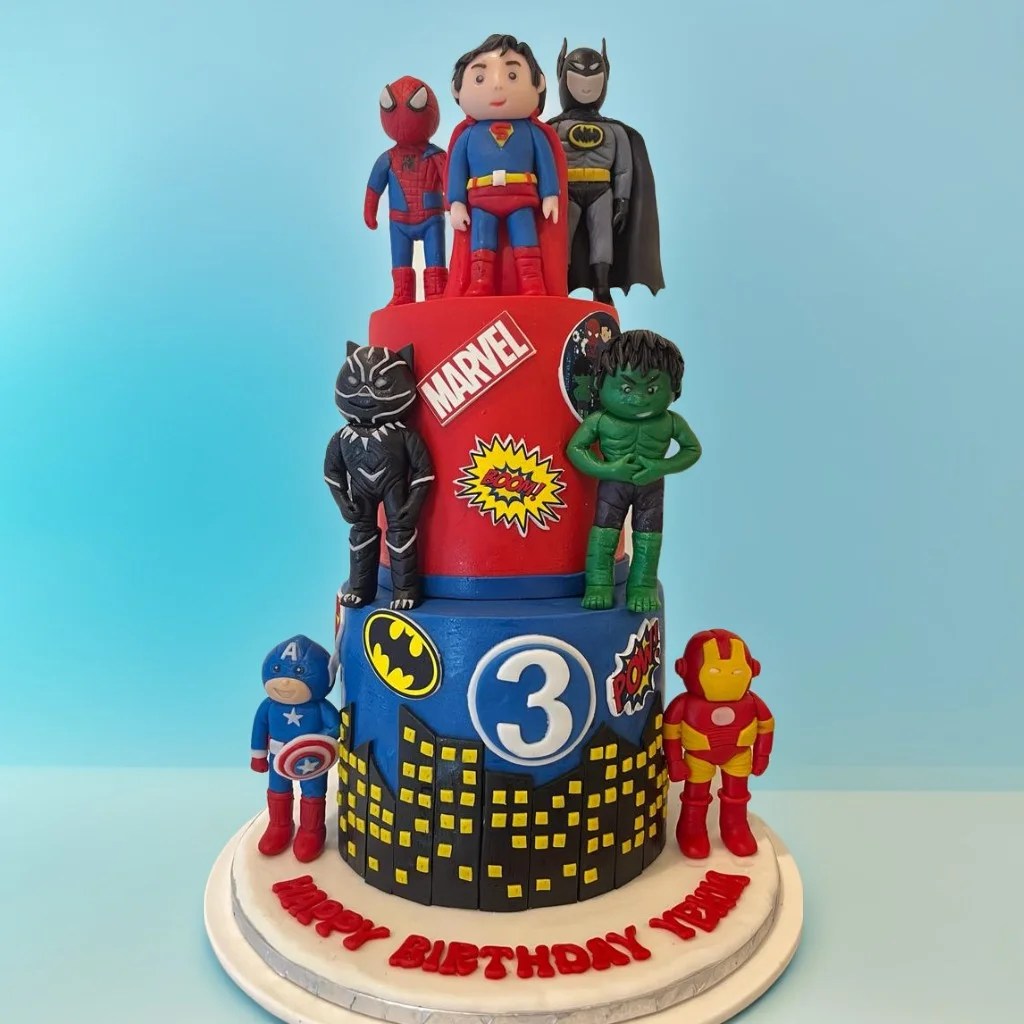 Decorated Super Heroes Cake