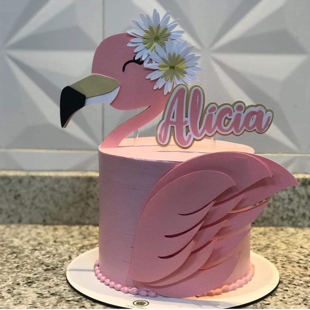 Bolo Decorado Flamingo